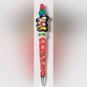 Mini and Mickey Disney Holiday Christmas Pen Custom Made Silicone Beaded Pen